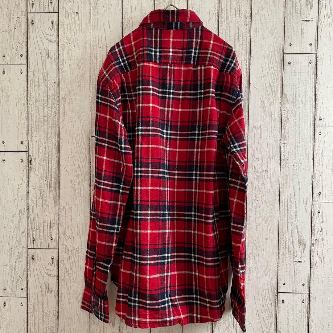【美品】FLASH REPORT 長袖シャツ Mサイズ レッド チェック柄