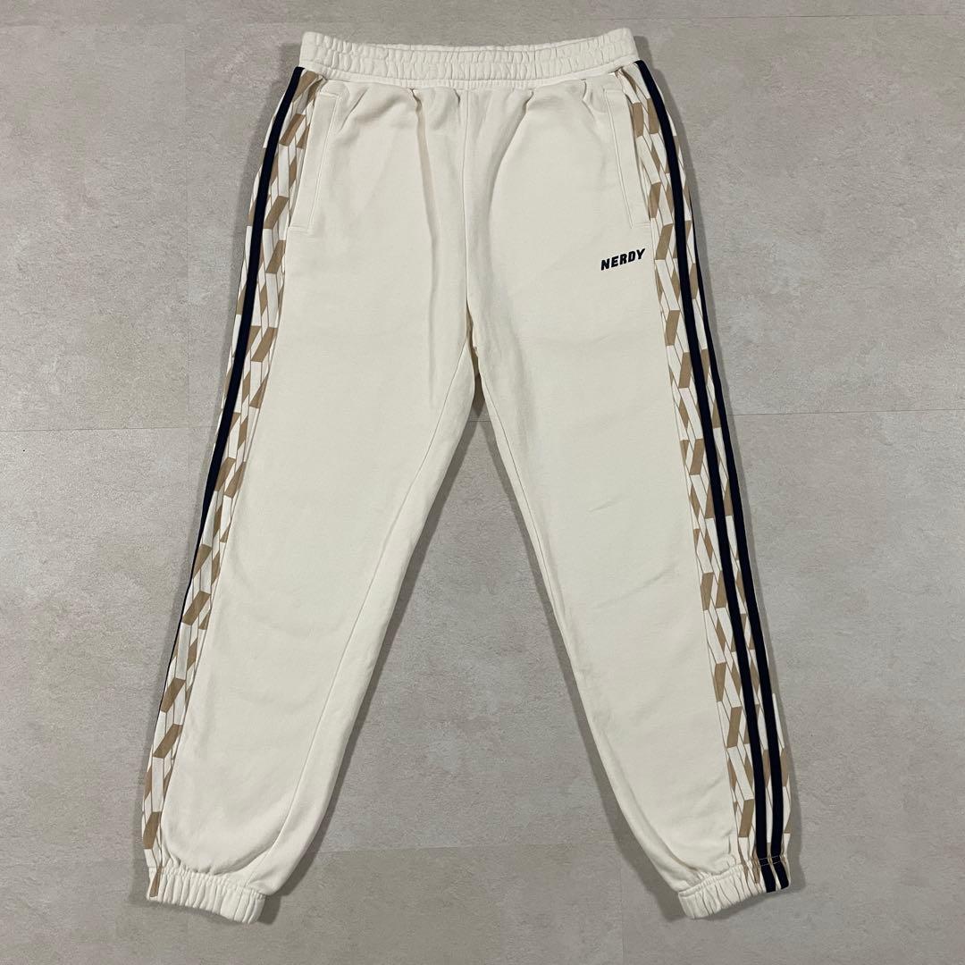 古着 NERDY スウェットパンツ サイドストライプ モノグラム M クリーム