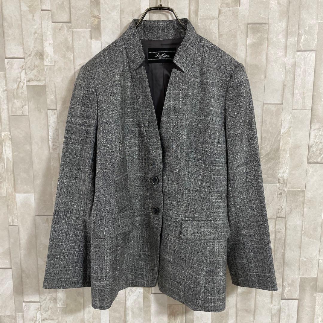 【美品】 Leilian セットアップ シルク混 サイズ9 （M相当）グレー