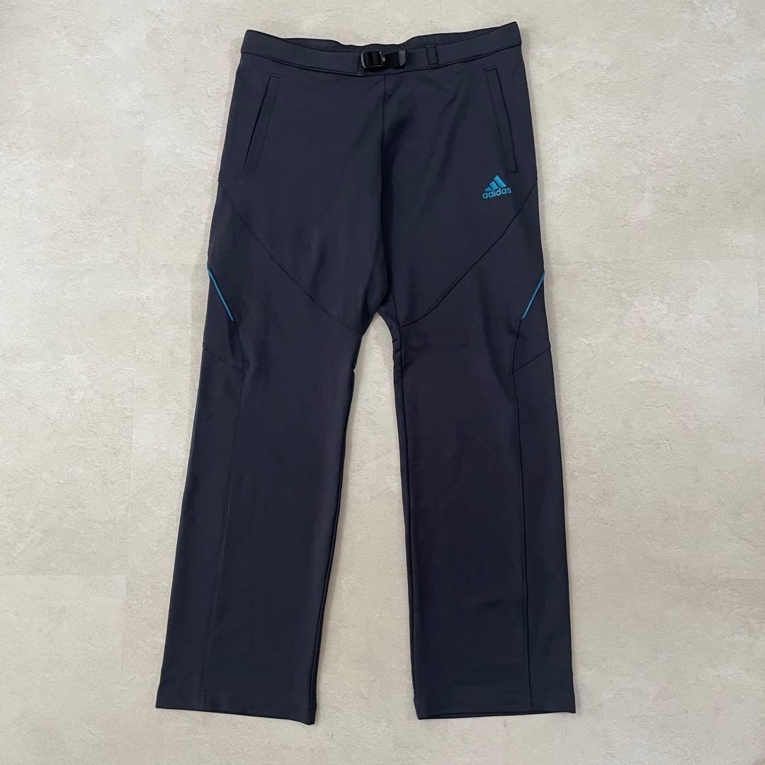古着 adidas トラックパンツ CLIMA365 ベルト付き ネイビー L