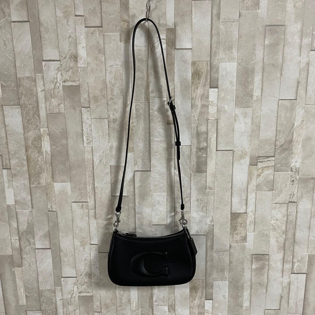 訳あり新品 COACH テリ ショルダーバッグ ビッグロゴ 黒