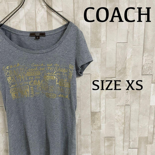 【美品】COACH 半袖Tシャツ ビックプリント サイズXS グレー