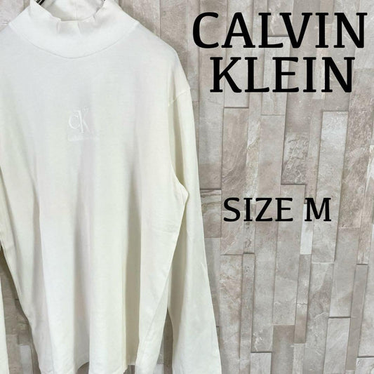 【美品】CALVIN KLEIN 長袖Tシャツ ハイネック M アイボリー