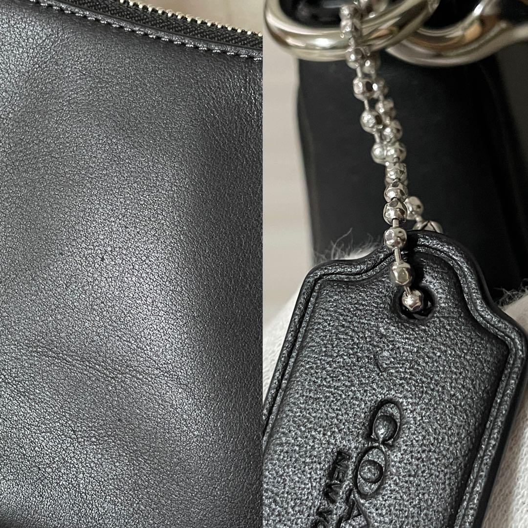 訳あり新品 COACH テリ ショルダーバッグ ビッグロゴ 黒