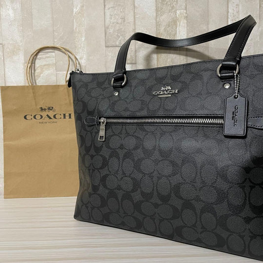 訳あり新品 COACH トートバッグ シグネチャー柄 ブラック