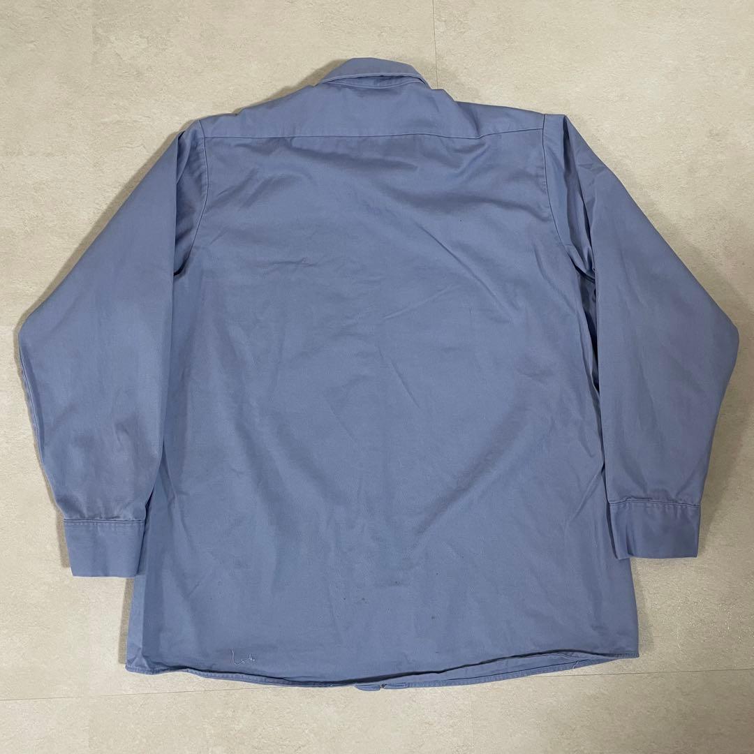 古着 CiNTAS 長袖 ワークシャツ ワッペン刺繍 サイズL ブルー