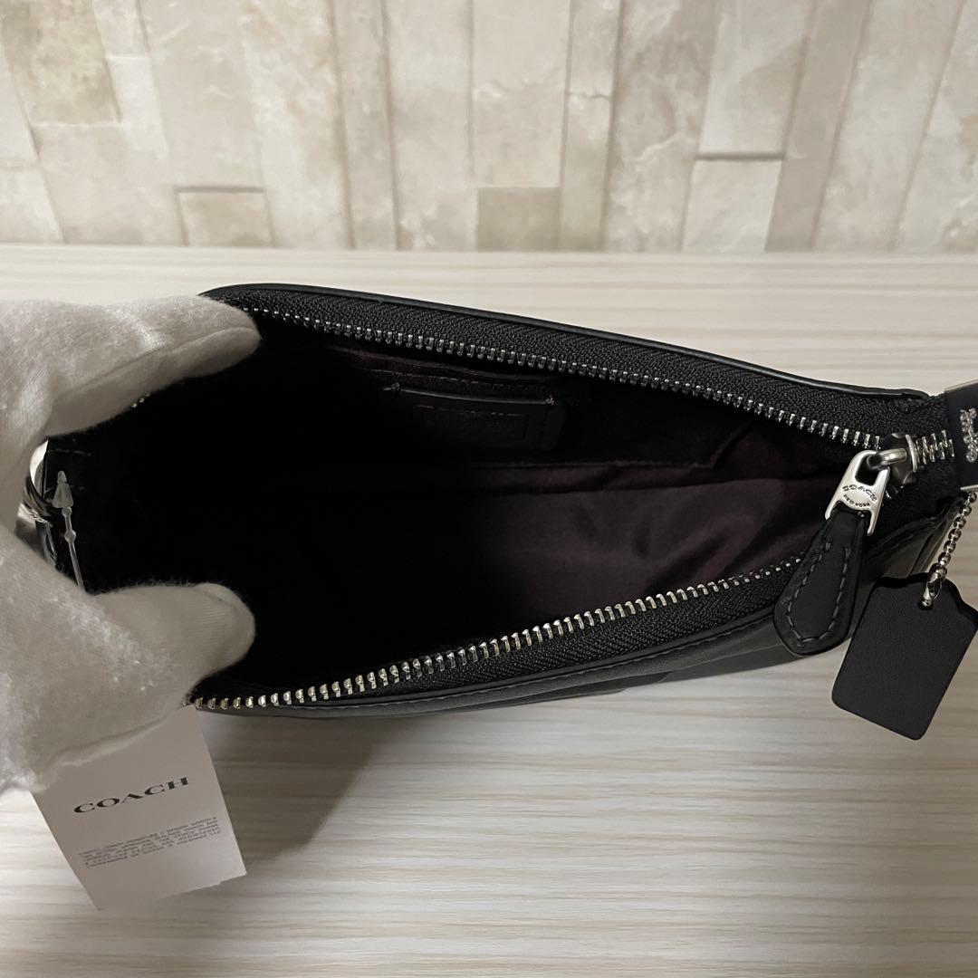 訳あり新品 COACH テリ ショルダーバッグ ビッグロゴ 黒