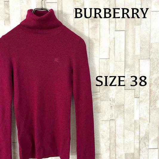 【美品】バーバリーロンドン ブルーレーベル 長袖タートルネック ロゴ刺繍 38