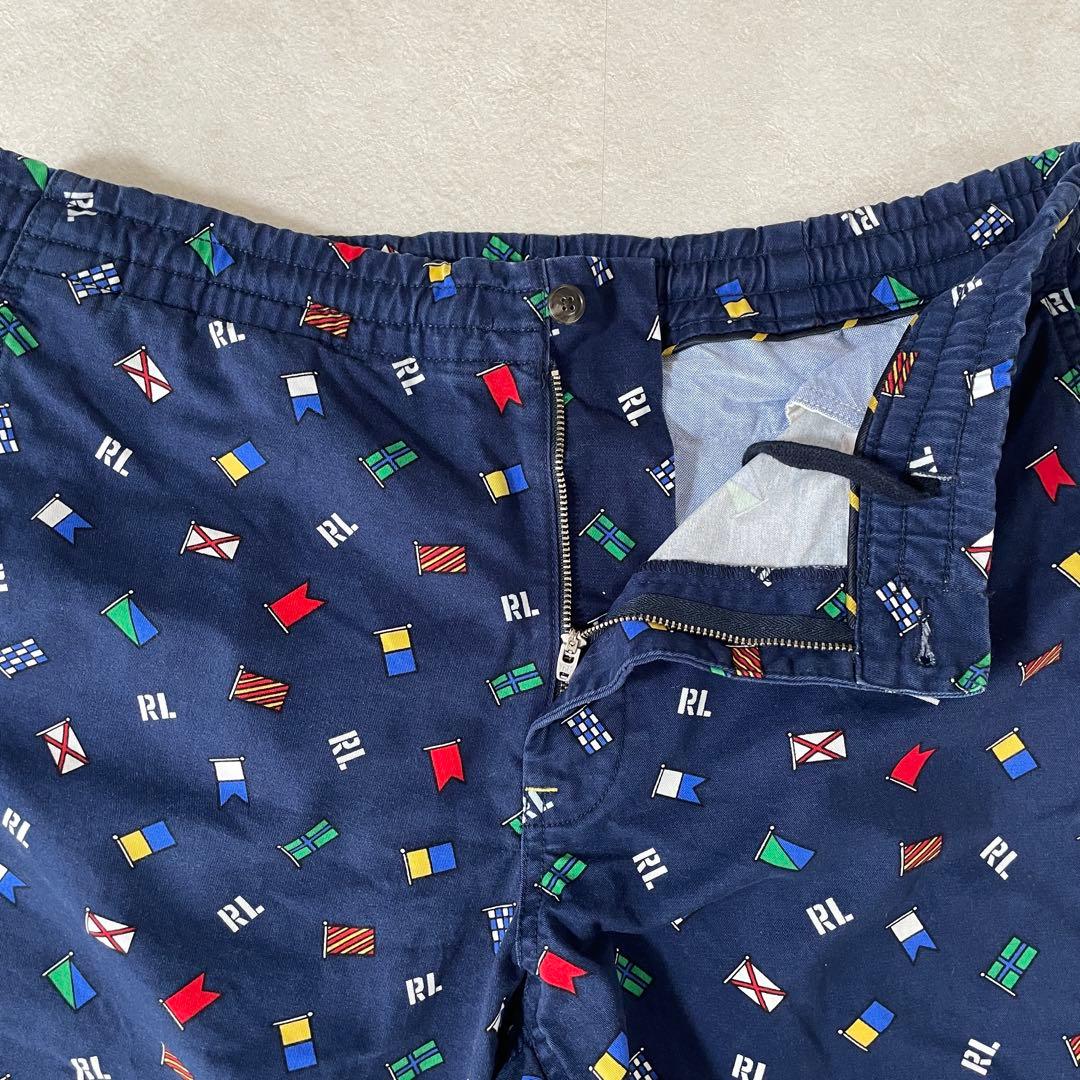 【美品】POLO RALPH LAUREN ハーフパンツ L ネイビー系 国旗柄