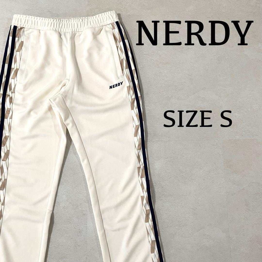 古着 NERDY トラックパンツ サイドストライプ モノグラム クリーム色 S