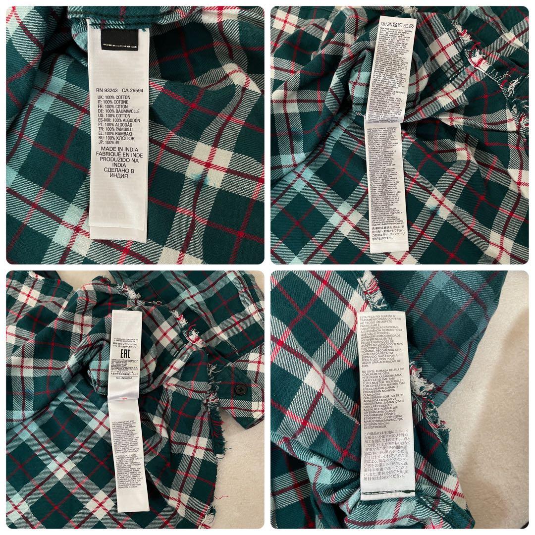 【美品】DIESEL MILLER グラデーションブリーチチェックシャツ L