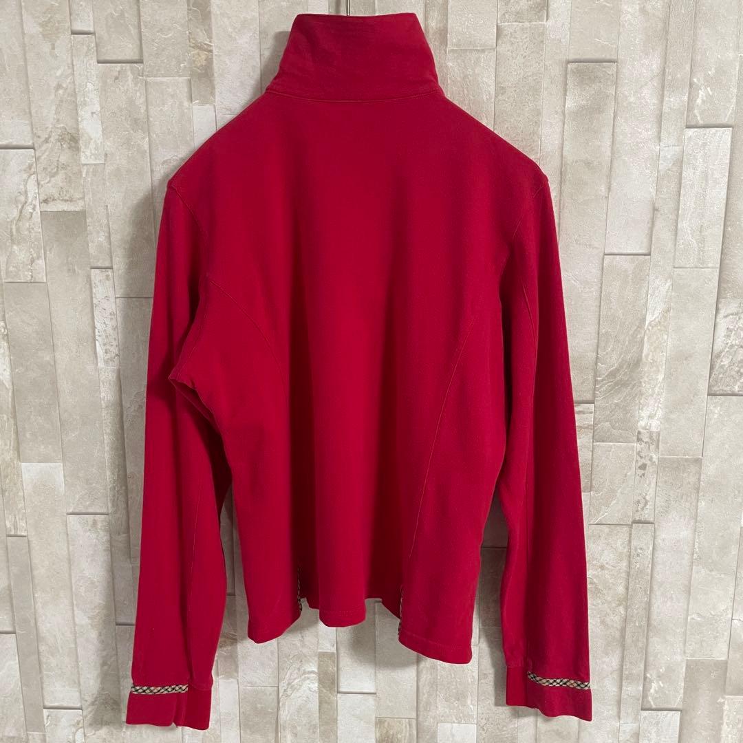 【美品】DAKS GOLF ポロシャツ ハーフジップ チェック柄 L レッド