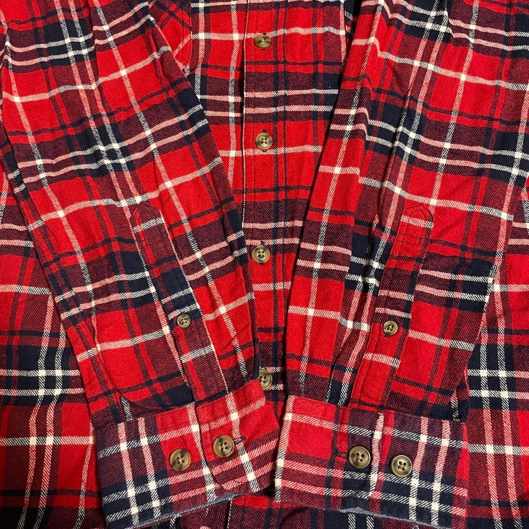 【美品】FLASH REPORT 長袖シャツ Mサイズ レッド チェック柄