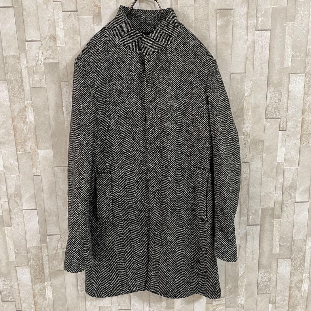 【美品】ZARA MAN ヘリンボーンコート サイズS グレー