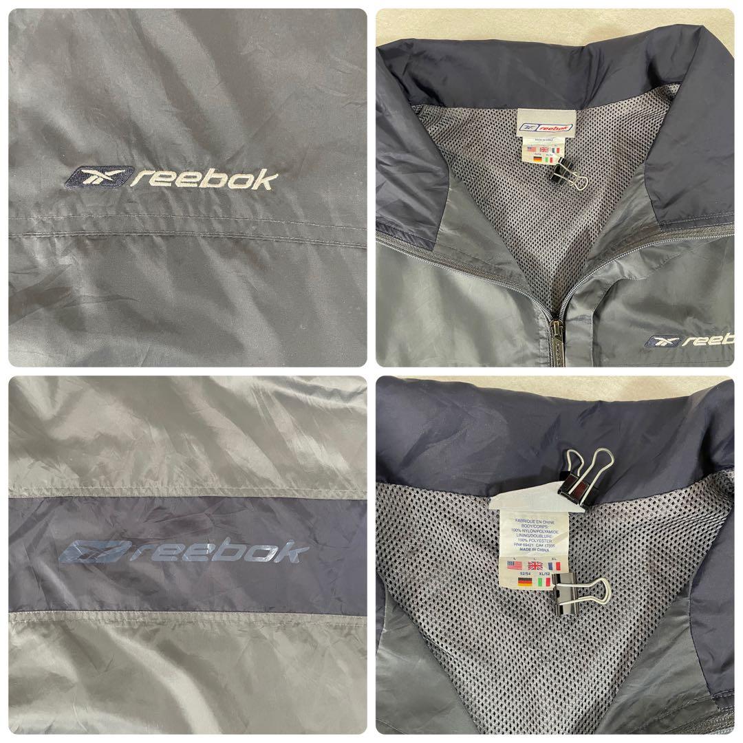 古着 Reebok ナイロンジャケット バックプリント サイズL バイカラー