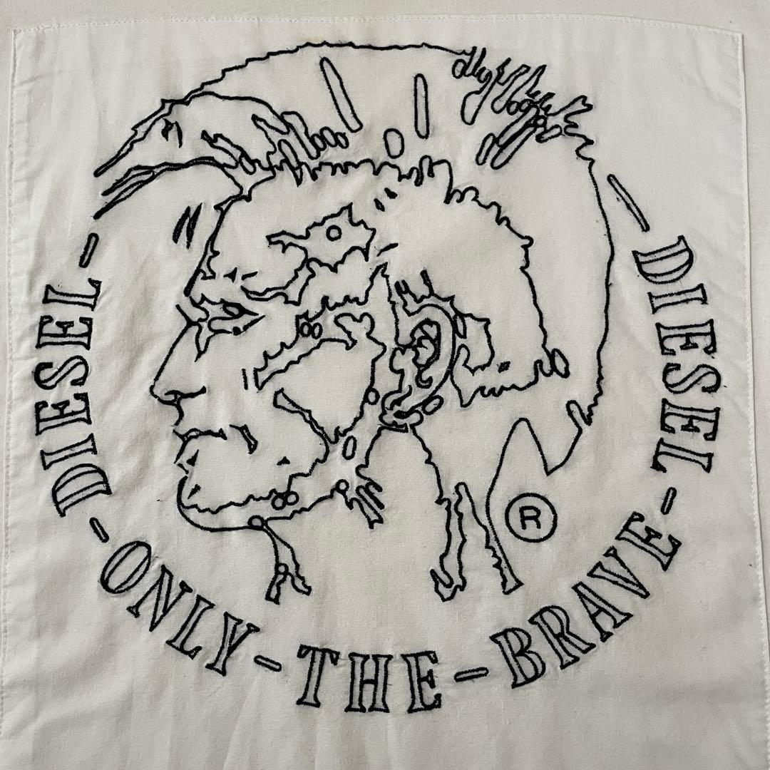 古着 DIESEL グラフィック刺繍 半袖Tシャツ Mサイズ ホワイト
