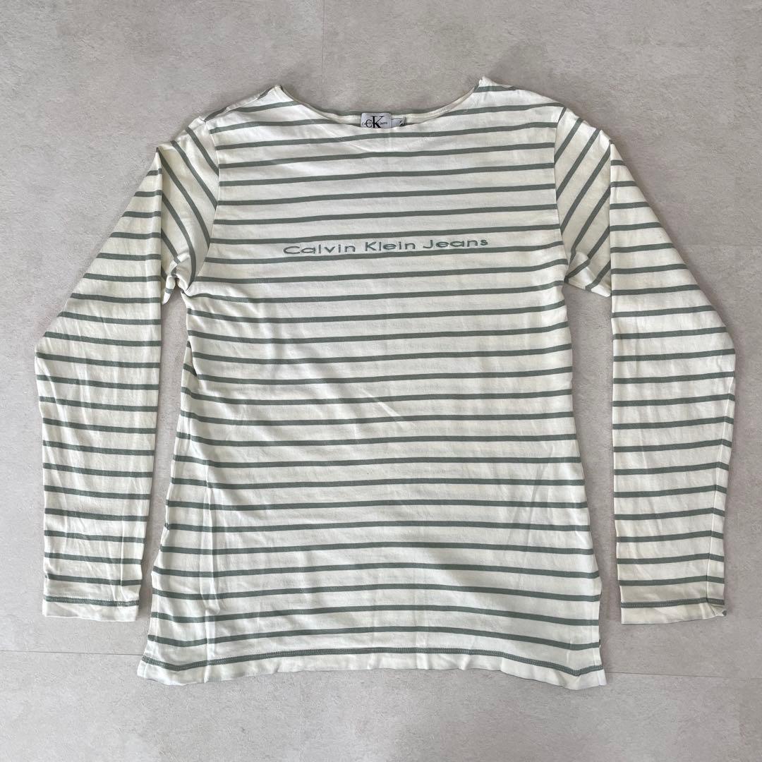 古着 Calvin Klein Jeans長袖Tシャツ サイズM ボーダー柄
