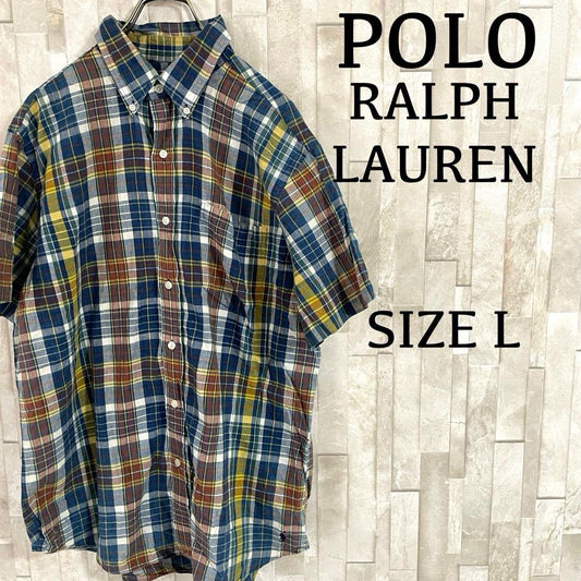 【美品】90s POLO RALPH LAUREN 半袖シャツ 裾ポニー刺繍 L