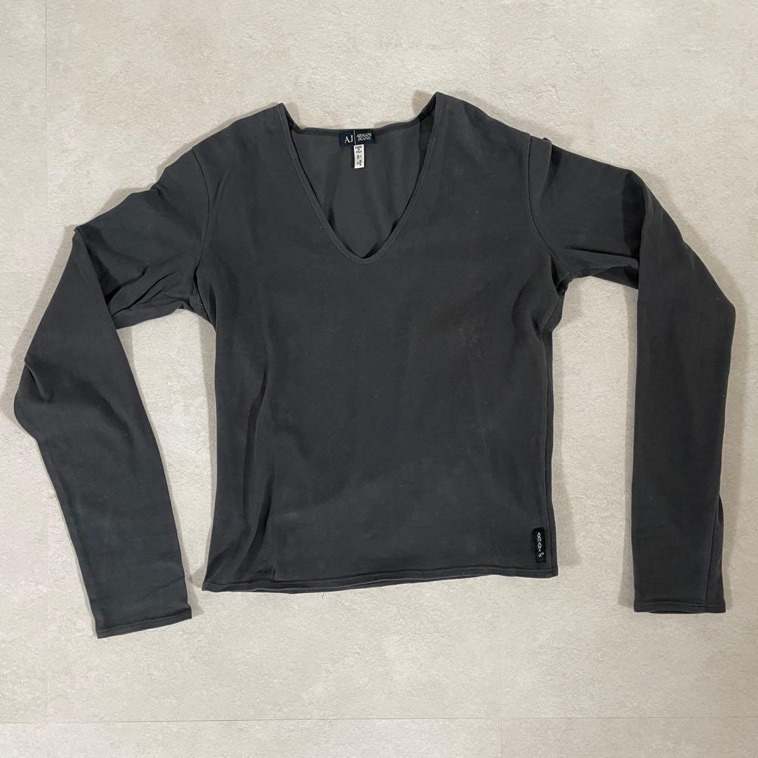 【美品】ARMANI JEANS 長袖Tシャツ サイズ8 ブラック