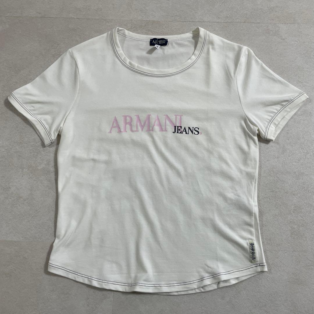 【美品】ARMANI JEANS 半袖Tシャツ ホワイト サイズ8