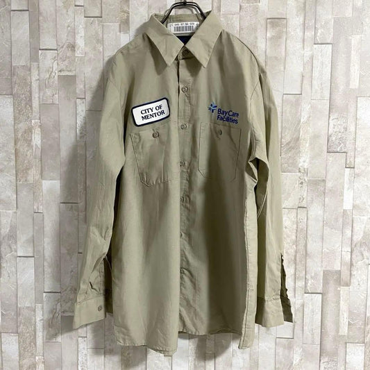 古着 Unifirst ユニファースト 長袖ワークシャツ サイズXL ベージュ