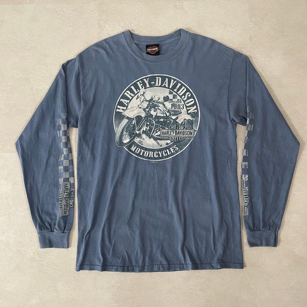 古着 HARLEY-DAVIDSON バイク 袖プリント 長袖Tシャツ