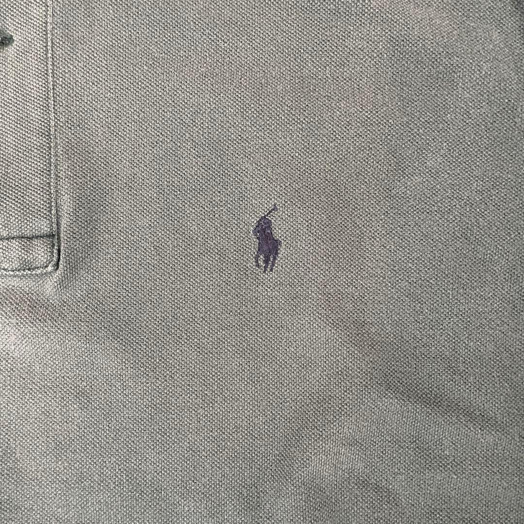 【美品】90s POLO RALPH LAUREN 長袖ポロシャツ M グリーン