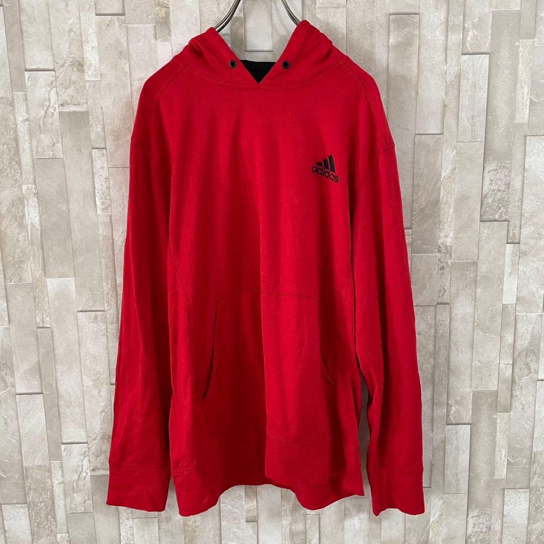 【美品】adidas プルオーバー パーカー サイズL レッド