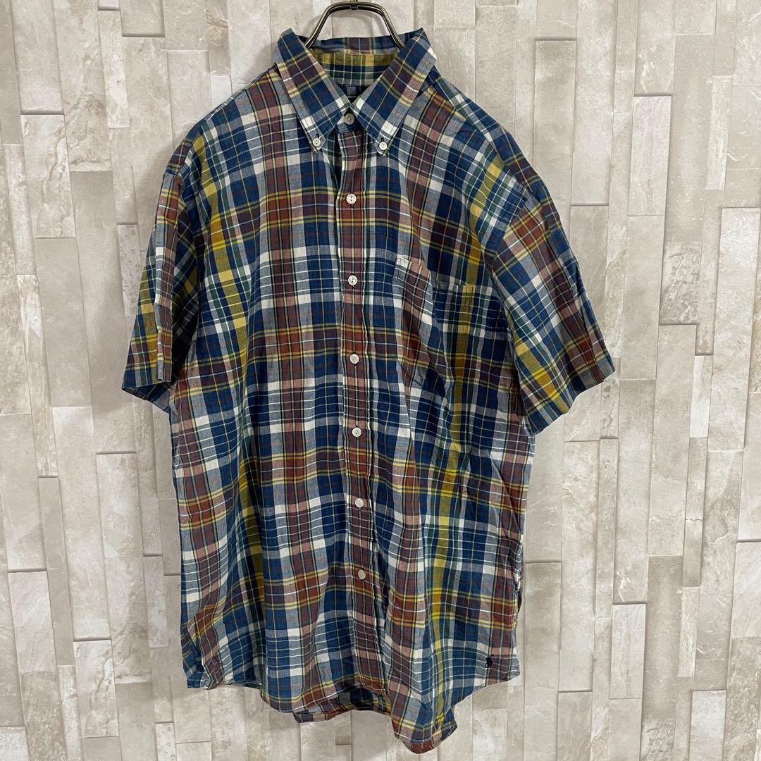 【美品】90s POLO RALPH LAUREN 半袖シャツ 裾ポニー刺繍 L