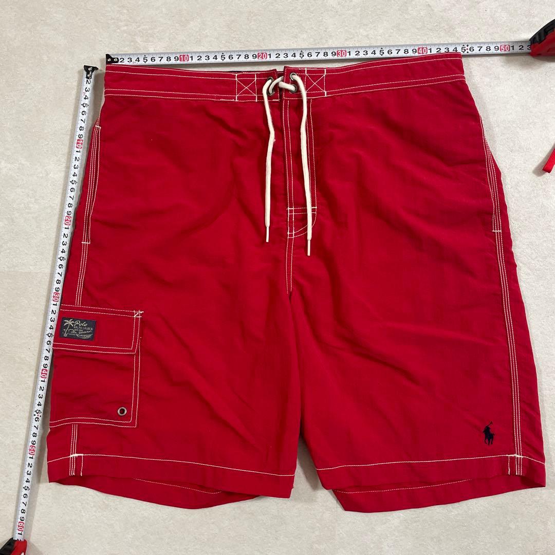 【美品】90s POLO RALPH LAUREN スイムショーツ L レッド
