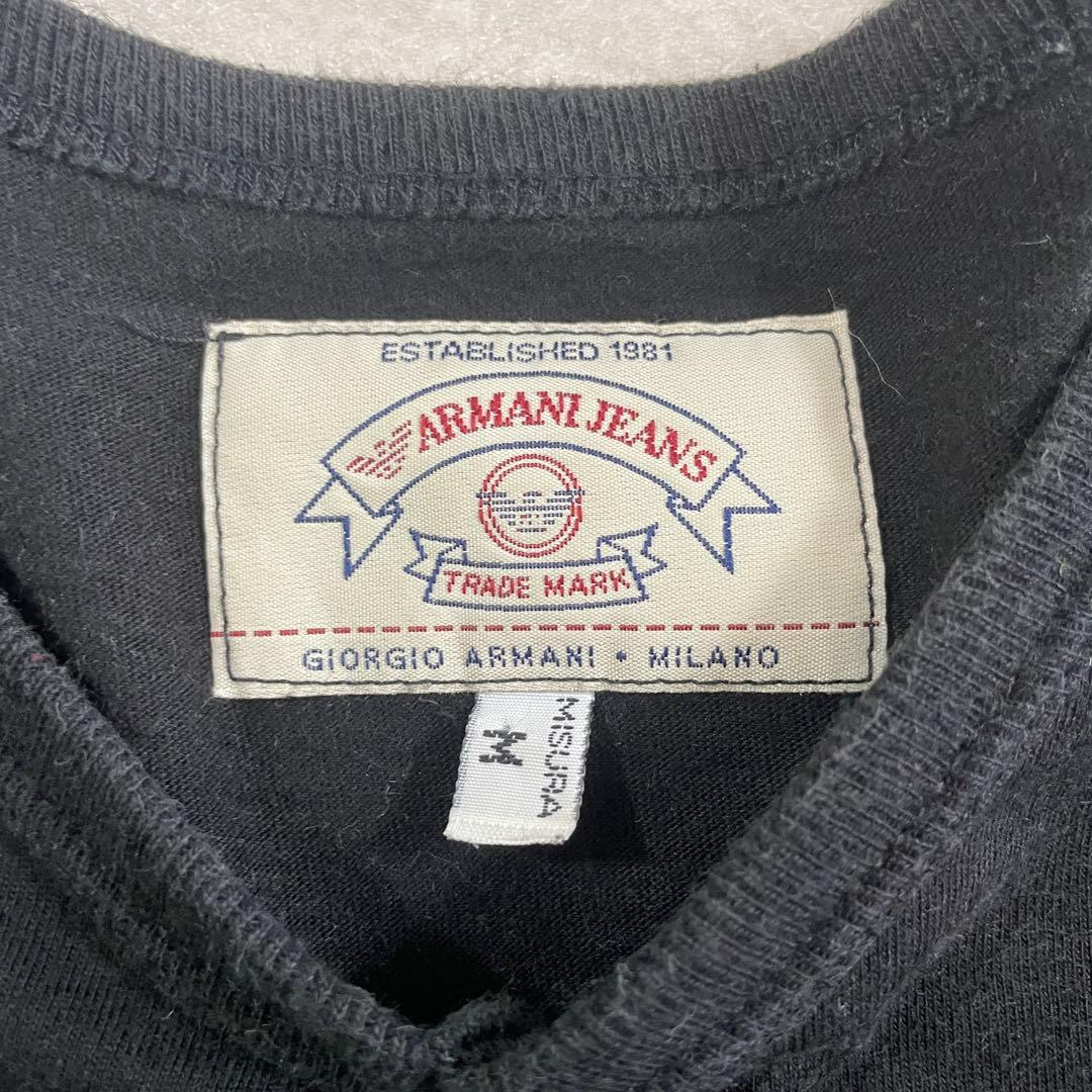 【美品】ARMANI JEANS ロゴプリント ブラック 半袖Tシャツ Mサイズ
