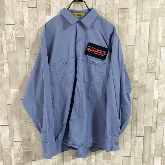 古着 CINTAS シンタス 長袖ワークシャツ サイズL ブルー
