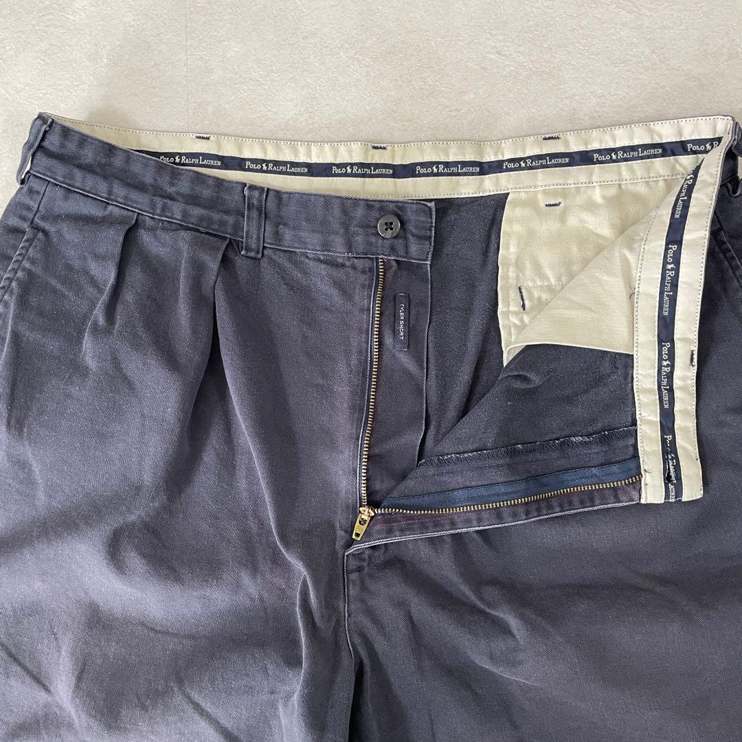 【美品】90s POLO RALPH LAUREN ハーフパンツ 36 紺色