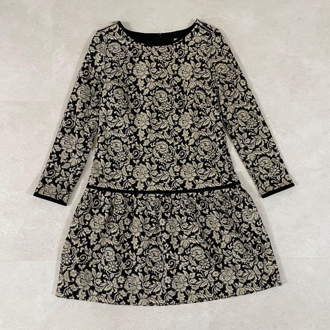 【美品】Viaggio Blu 長袖ワンピース ジャガード織り 花柄 サイズ1