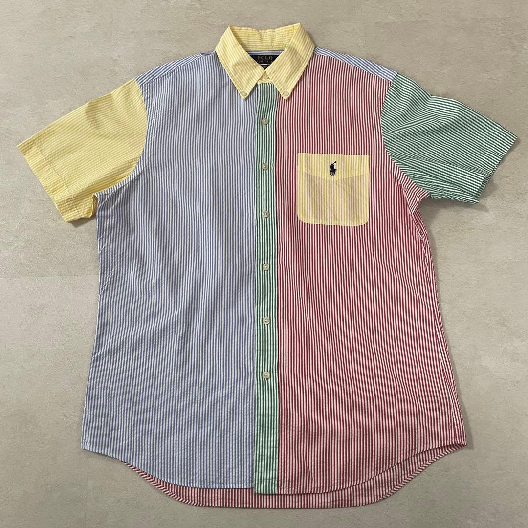 【美品】POLO RALPH LAUREN 半袖 M シアサッカー マルチカラー