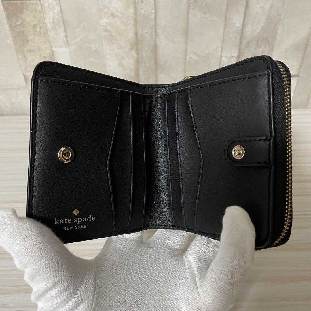 訳あり新品 kate spade 二つ折り財布 ブラック