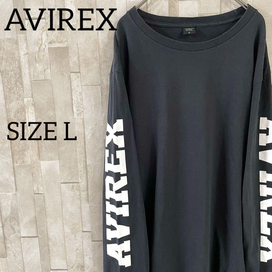 古着 AVIREX 長袖Tシャツ Lサイズ ブラック