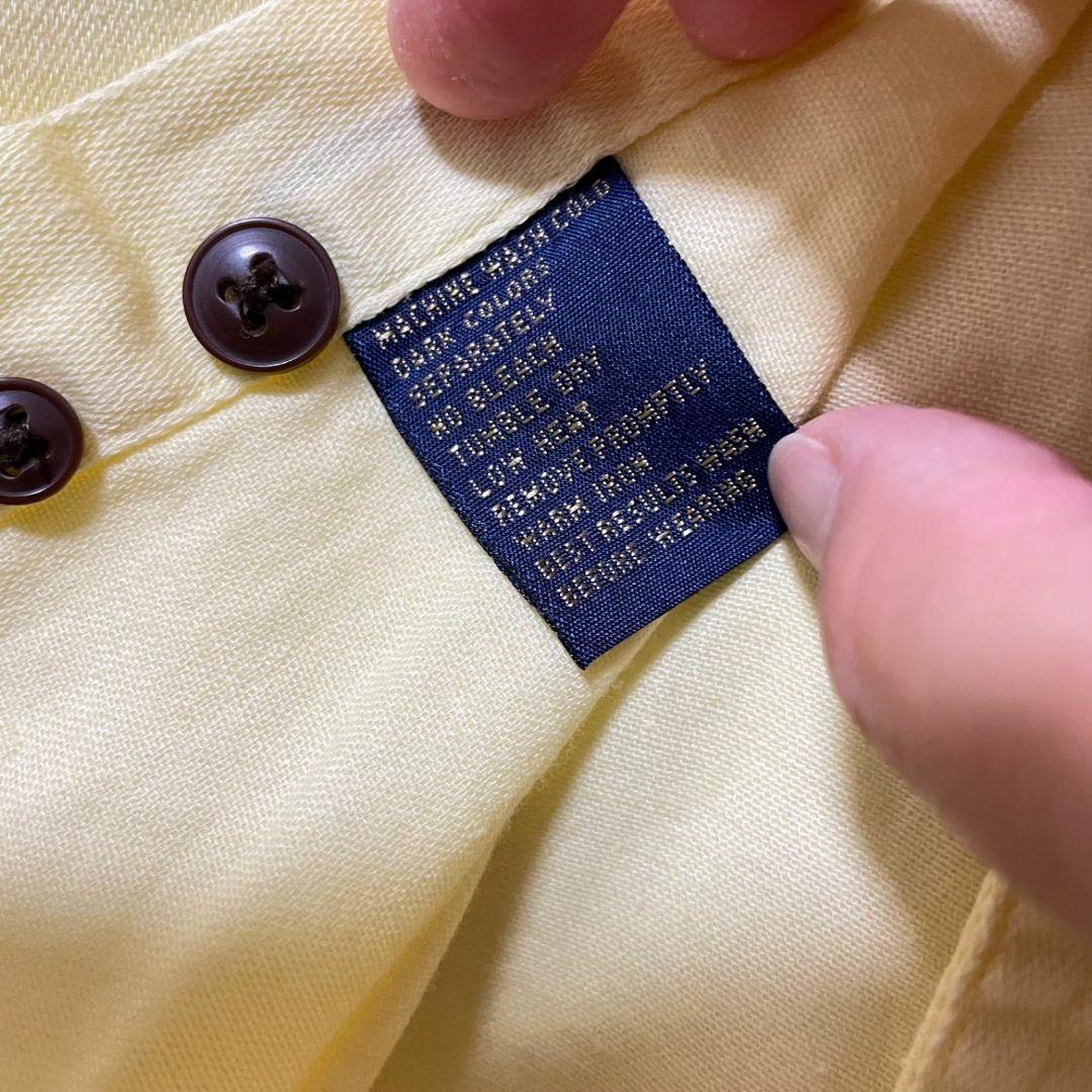 80s ラルフローレン メンズ 半袖 シャツ Lサイズ イエロー