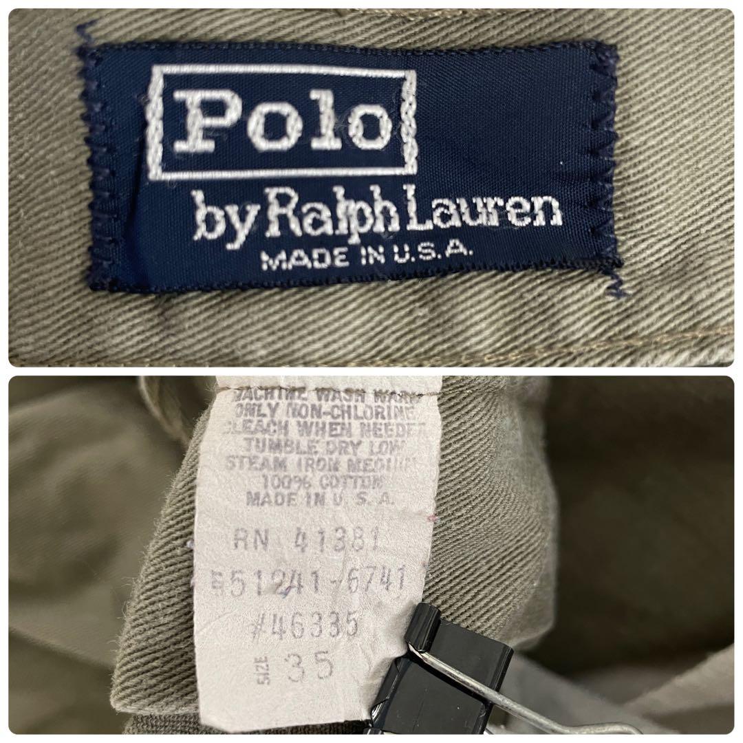 90s POLO RALPH LAUREN ハーフパンツ サイズ35 カーキ