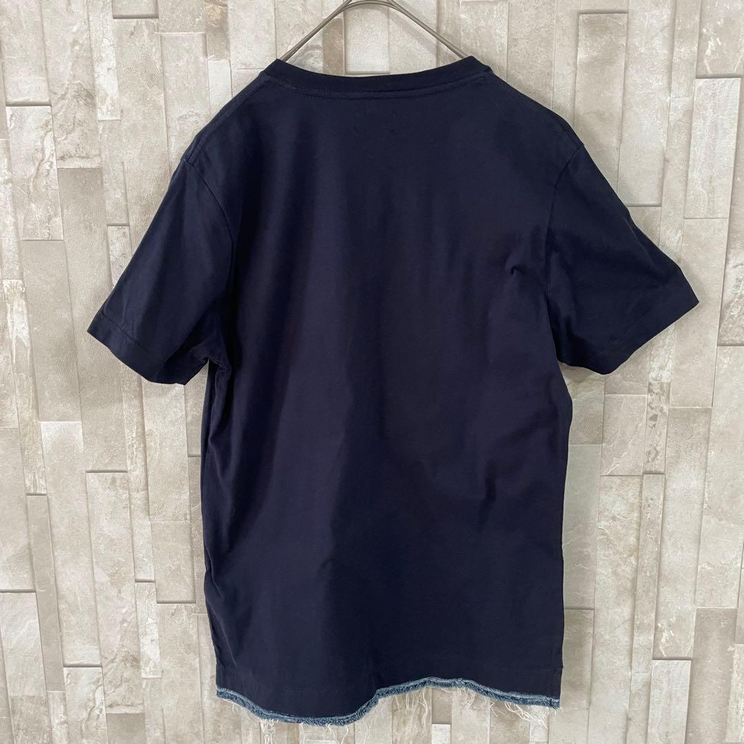 【美品】DIESEL VネックTシャツ デニムポケット ネイビー XSサイズ