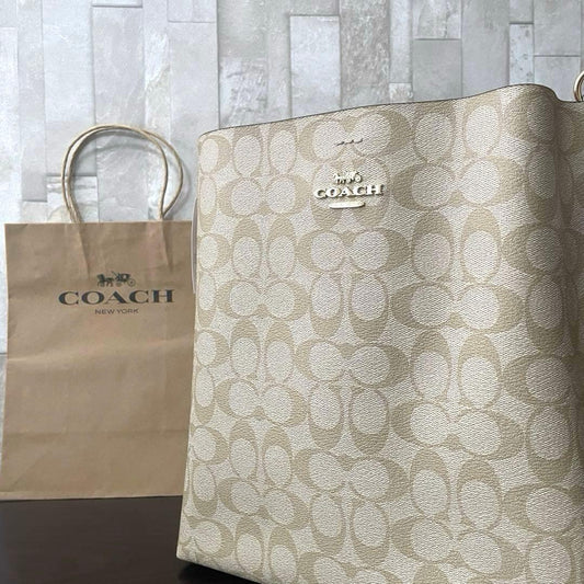 訳あり新品タグ付 COACH モリー バケットバッグ シグネチャー柄