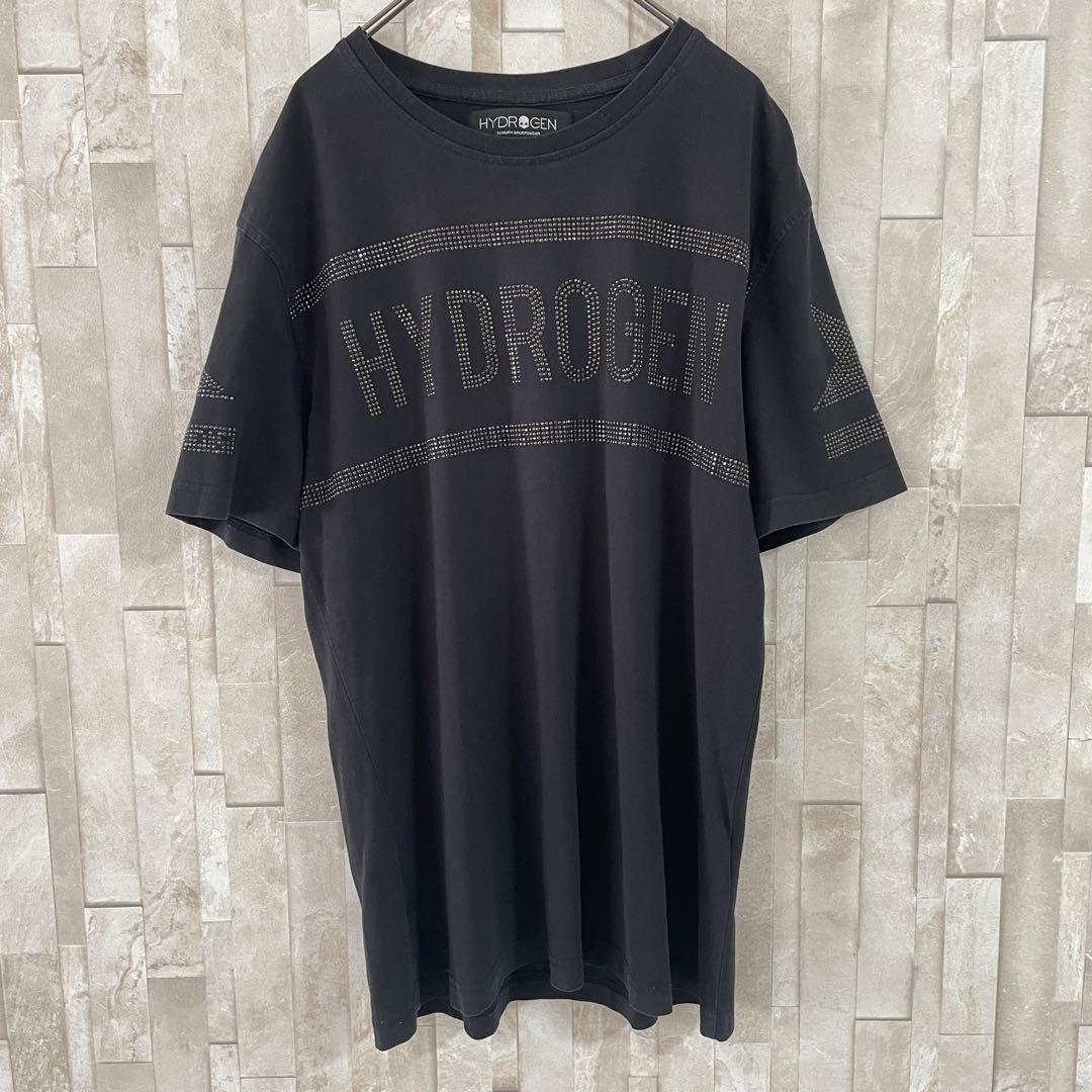 古着 HYDROGEN 半袖Tシャツ スパンコール サイズL ブラック