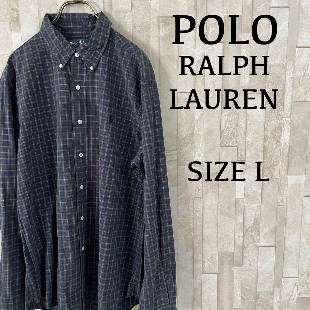 【美品】90s POLO RALPH LAUREN 長袖シャツ L チェック柄