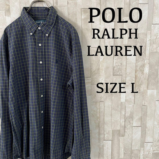 【美品】90s POLO RALPH LAUREN 長袖シャツ L チェック柄