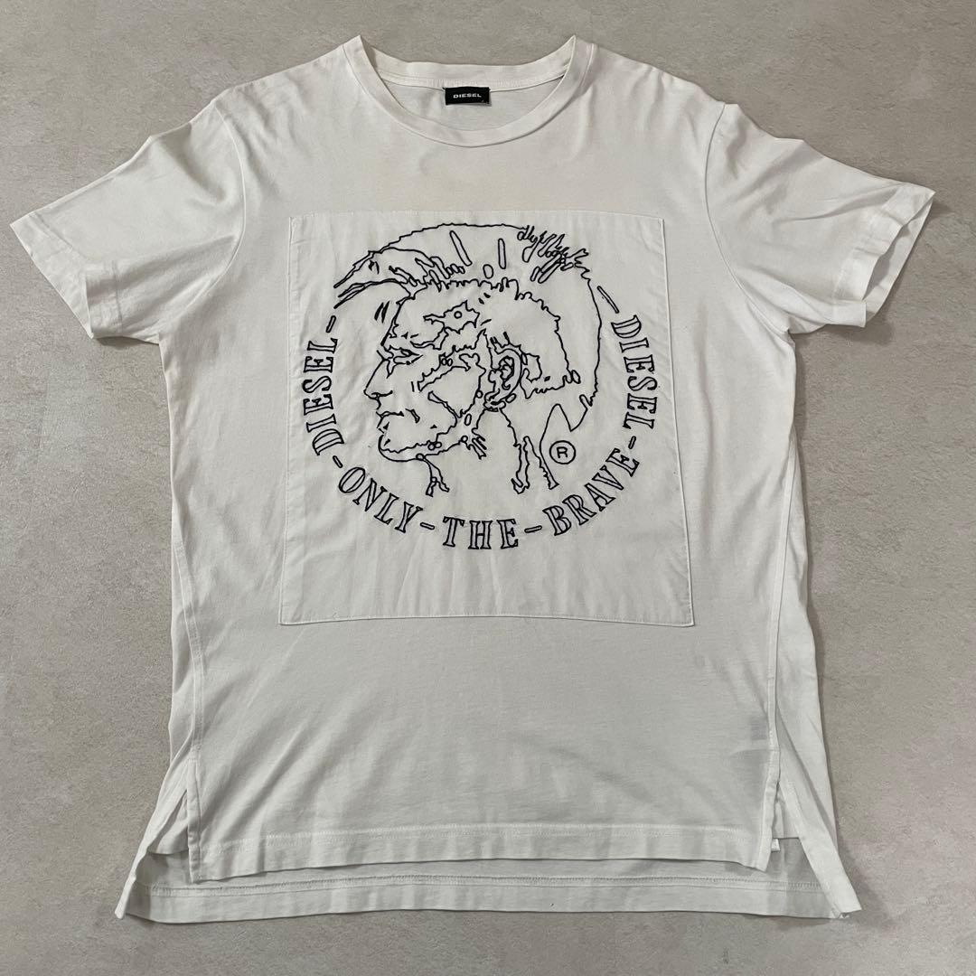 古着 DIESEL グラフィック刺繍 半袖Tシャツ Mサイズ ホワイト