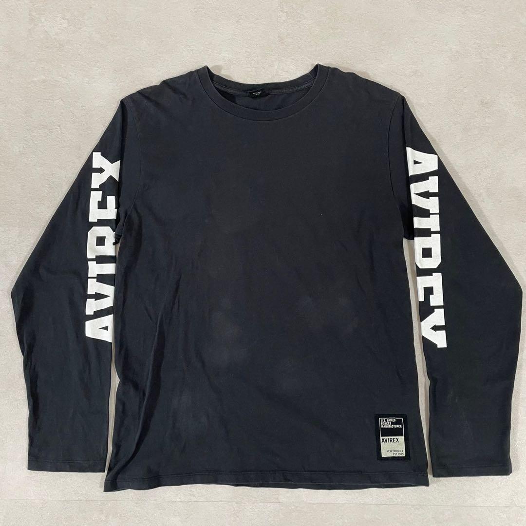 古着 AVIREX 長袖Tシャツ Lサイズ ブラック