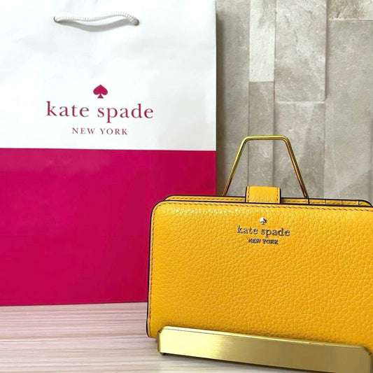 訳あり新品 kate spade 二つ折り財布 イエロー