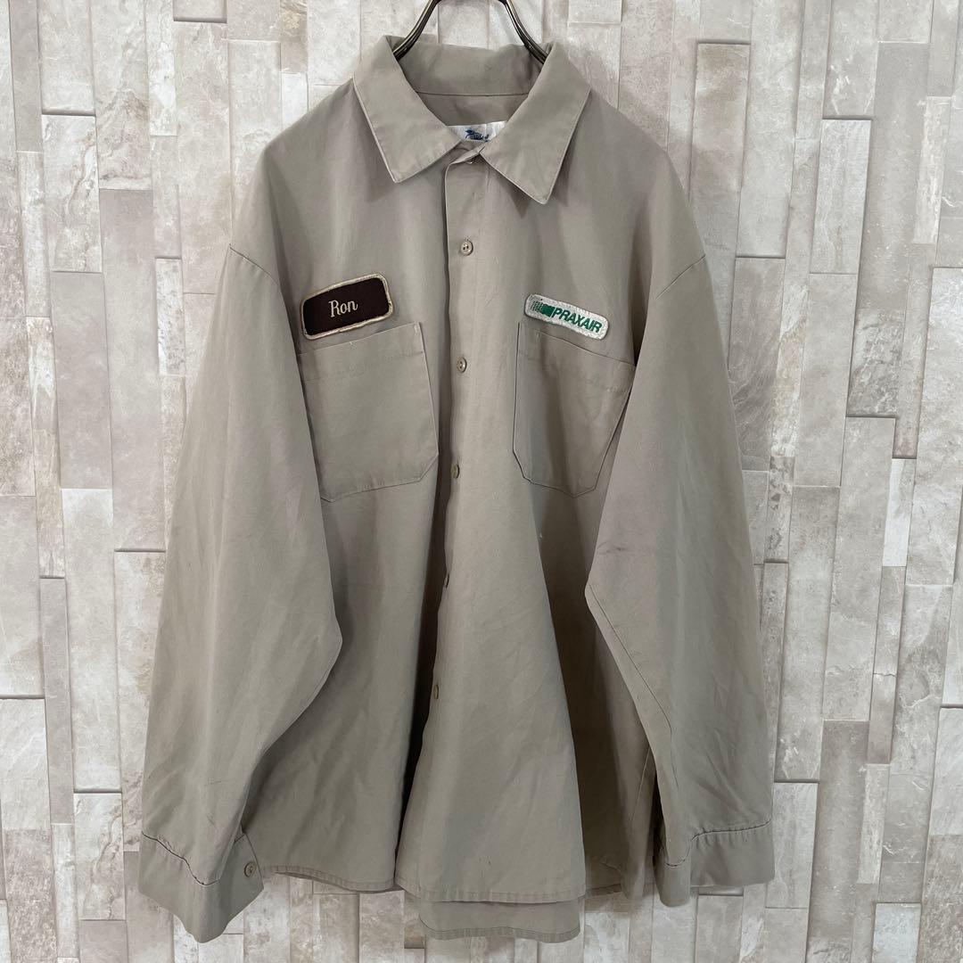 古着 Louis Hébert ルイエベール 長袖シャツ XL 企業ロゴ刺繍