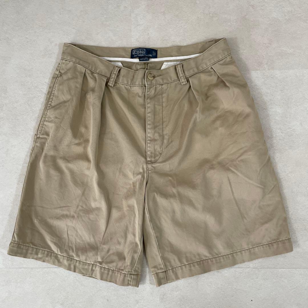 90s POLO RALPH LAUREN ハーフパンツ サイズ33 ベージュ
