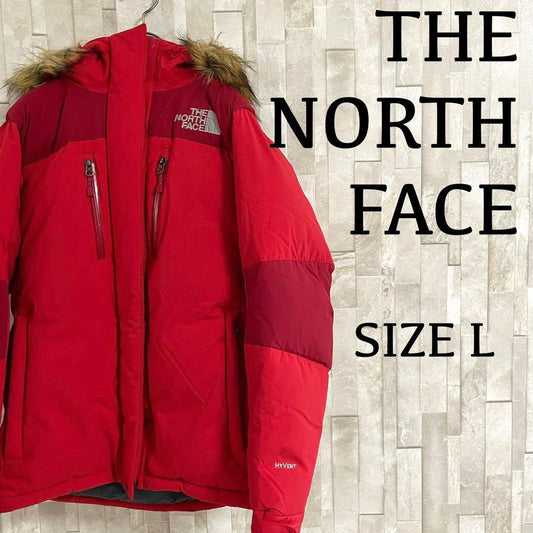 【美品】ザノースフェイス プリズムダウンジャケット HYVENT 赤色 L